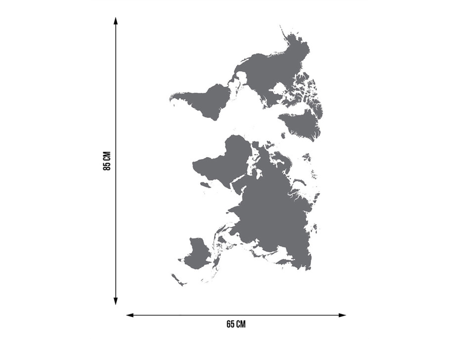 Moderní samolepka na zeď - Stříbrná mapa - 65x85 cm