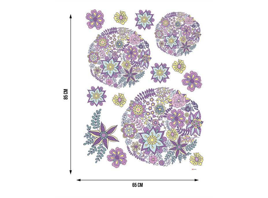 Moderní samolepka na zeď - Květinové koule - 65x85 cm