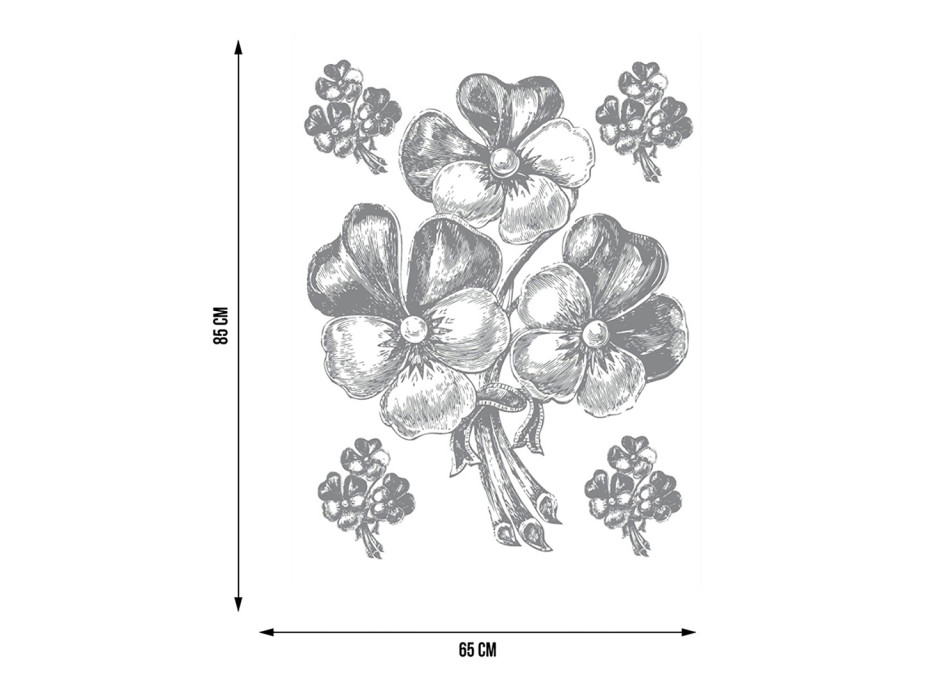 Moderní samolepka na zeď - Stříbrná kytice - 65x85 cm