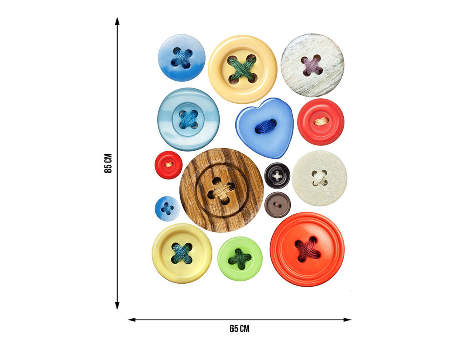 Moderní samolepka na zeď - Barevné knoflíky - 65x85 cm