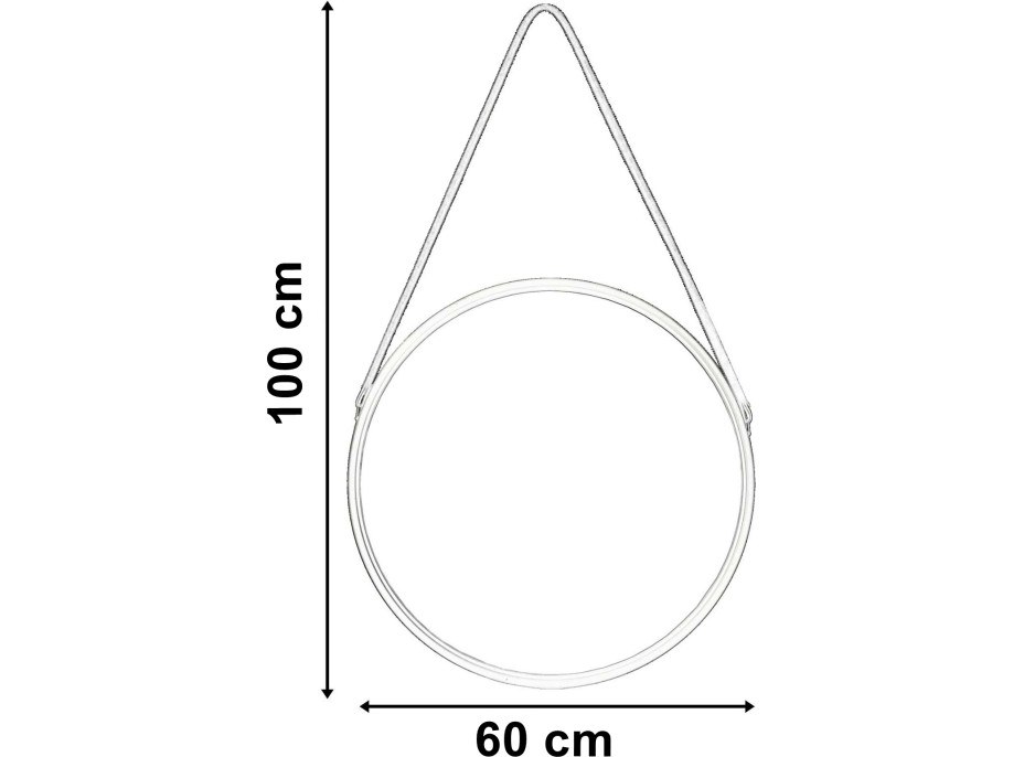 Černé závěsné kulaté zrcadlo MIRAGE 60 cm