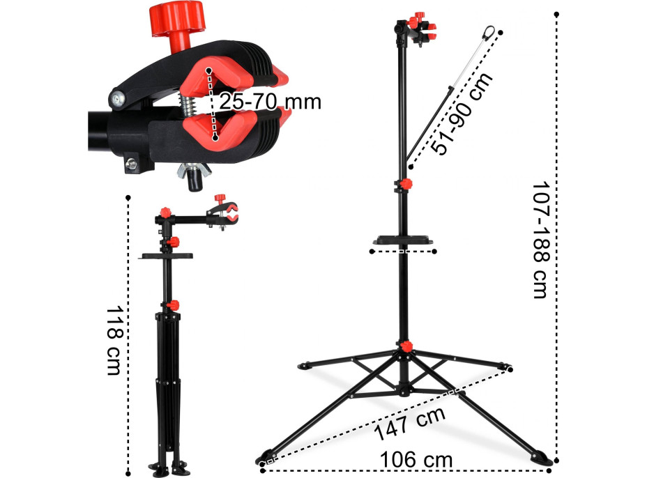 Montážní stojan na opravu kol 188 cm - nastavitelný