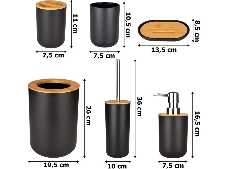 Sada koupelnových doplňků v černé barvě TIMOR