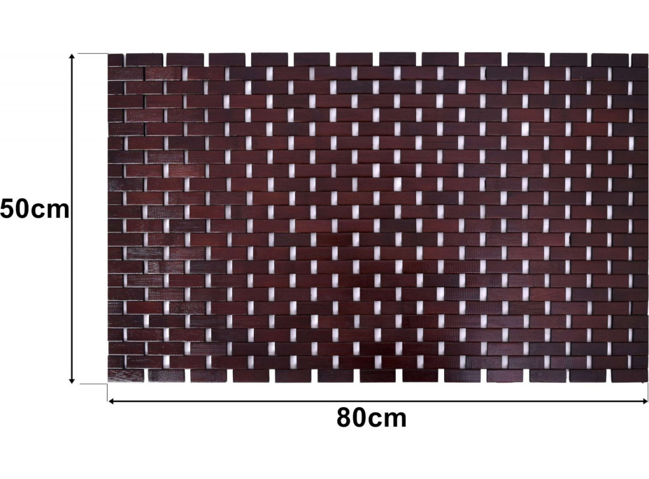 Hnědá bambusová koupelnová rohož 80 x 50 cm