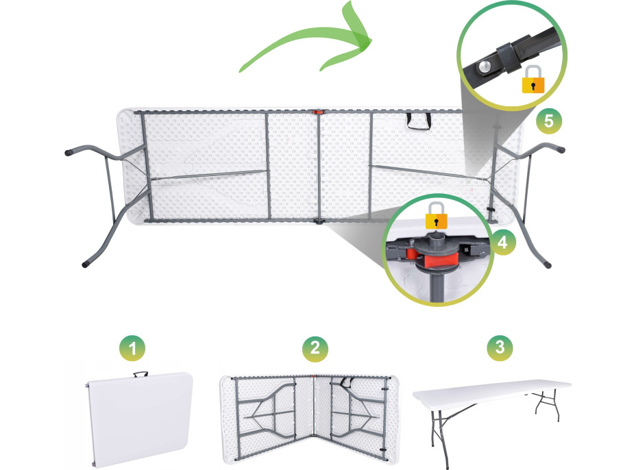 Skládací zahradní stůl IMPRO white 240 cm