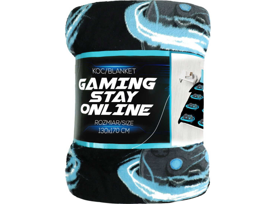 Deka přehoz GAMING STAY ONLINE 130x170 cm - černá