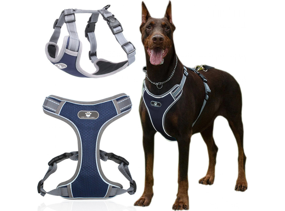 Beztlakový postroj pro psa ASTRO - tmavě modrý - rozměr XL