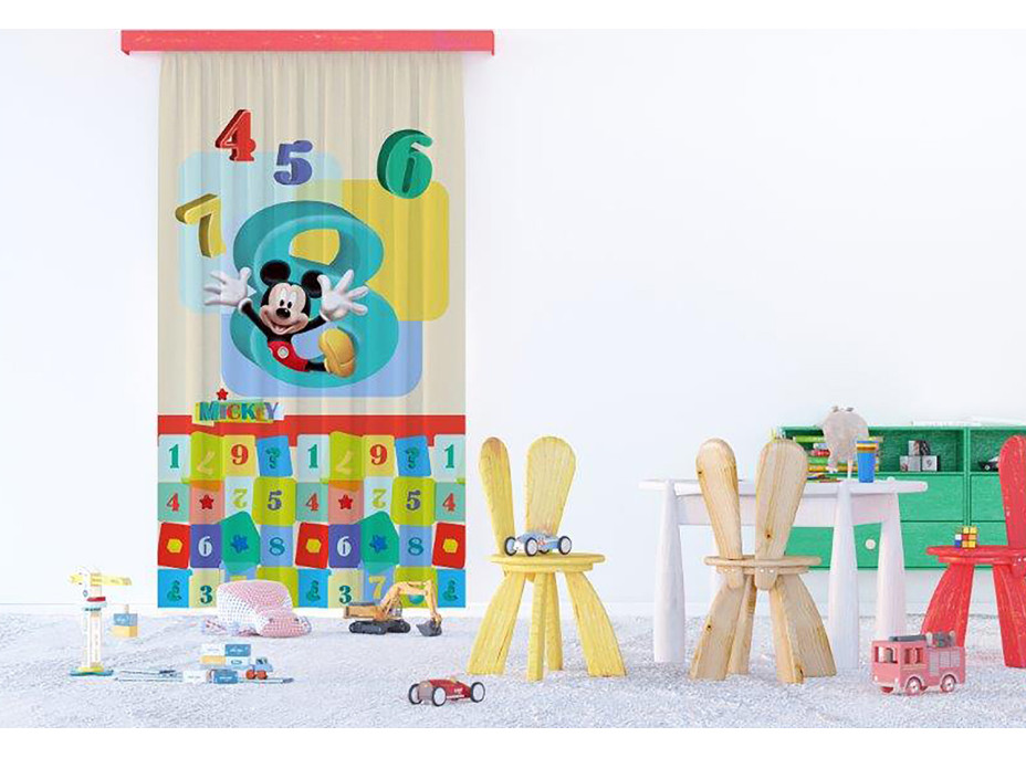 Dětský závěs DISNEY - Mickey Mouse a čísla - 140x245 cm