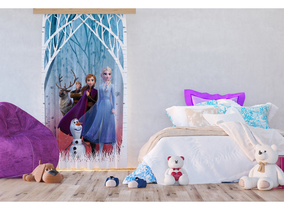 Dětský závěs DISNEY - FROZEN 2 - Elsa s přáteli v podzimním lese - 140x245 cm