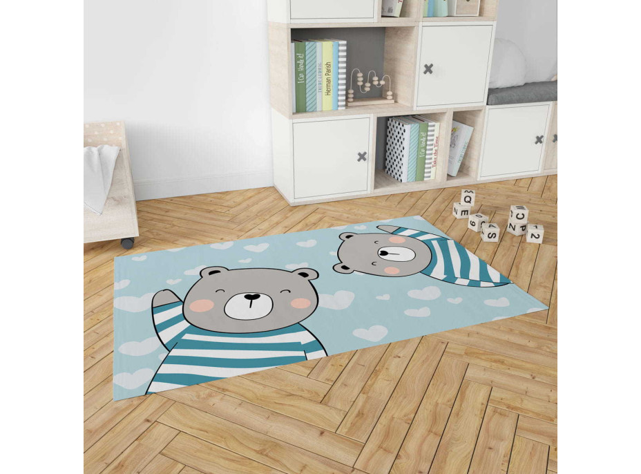 Dětský pěnový koberec MEDVÍDCI 120x160 cm - modrý