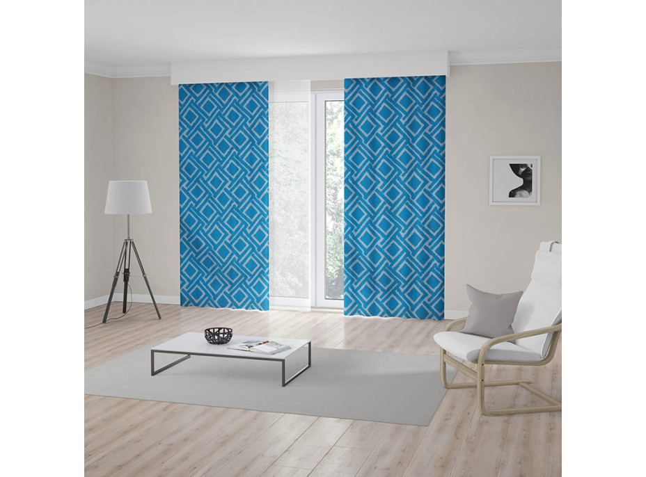 Designový závěs s tunelem JANE Premium 140x250 cm - modrý