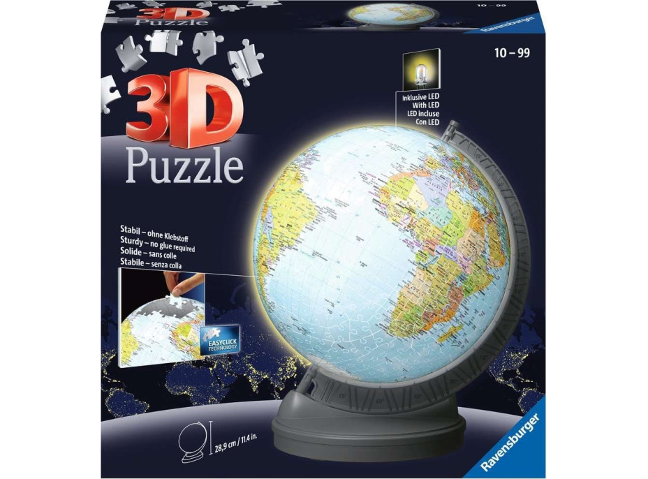 RAVENSBURGER Puzzleball Svítící Globus (Zeměkoule) 548 dílků