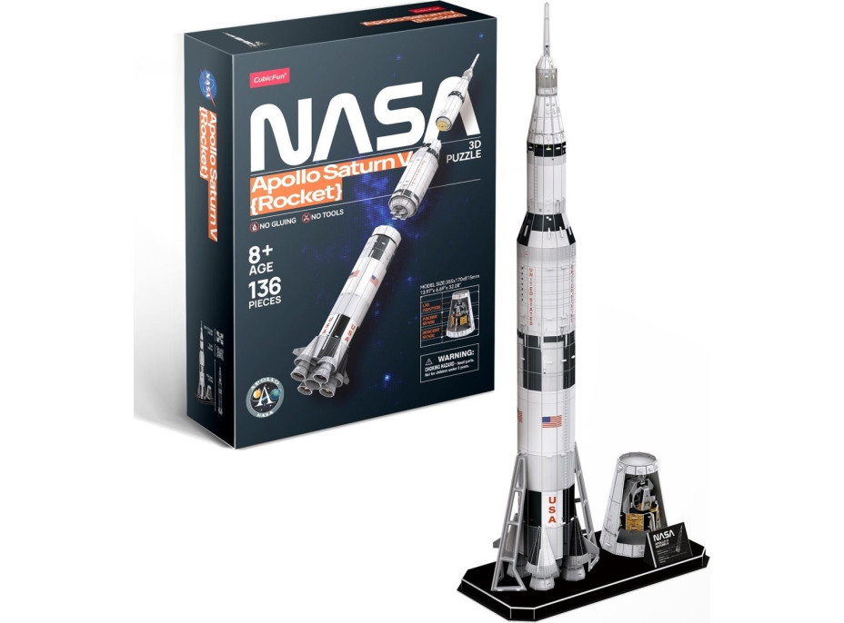 CUBICFUN 3D puzzle NASA: Raketa Apollo Saturn 136 dílků