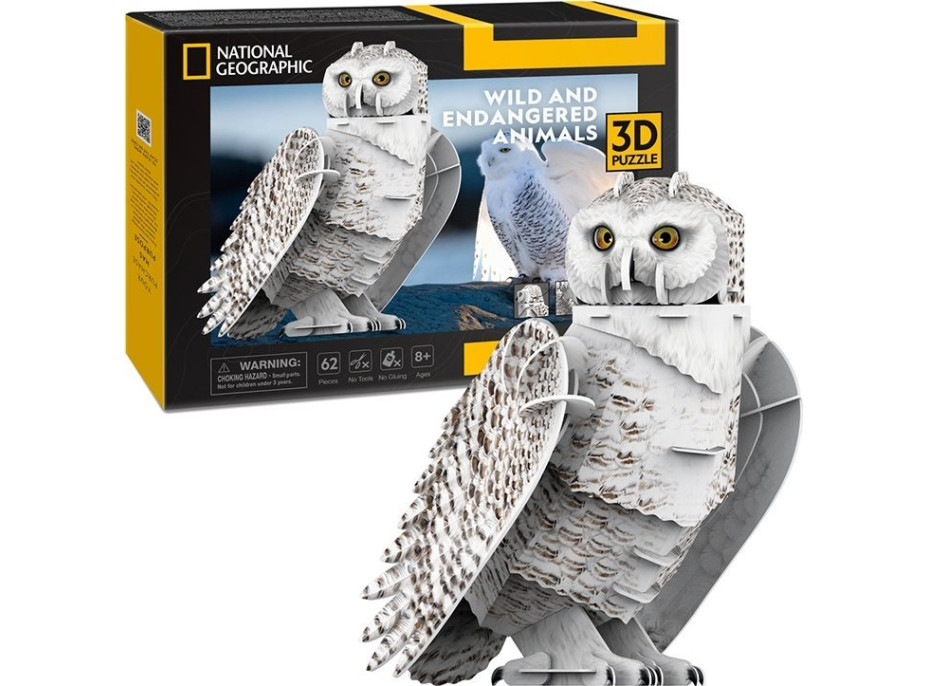 CUBICFUN 3D puzzle National Geographic: Sněžná sova 62 dílků