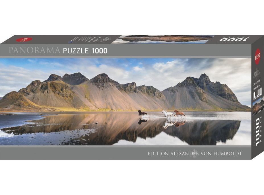 HEYE Panoramatické puzzle Koně Islandu 1000 dílků