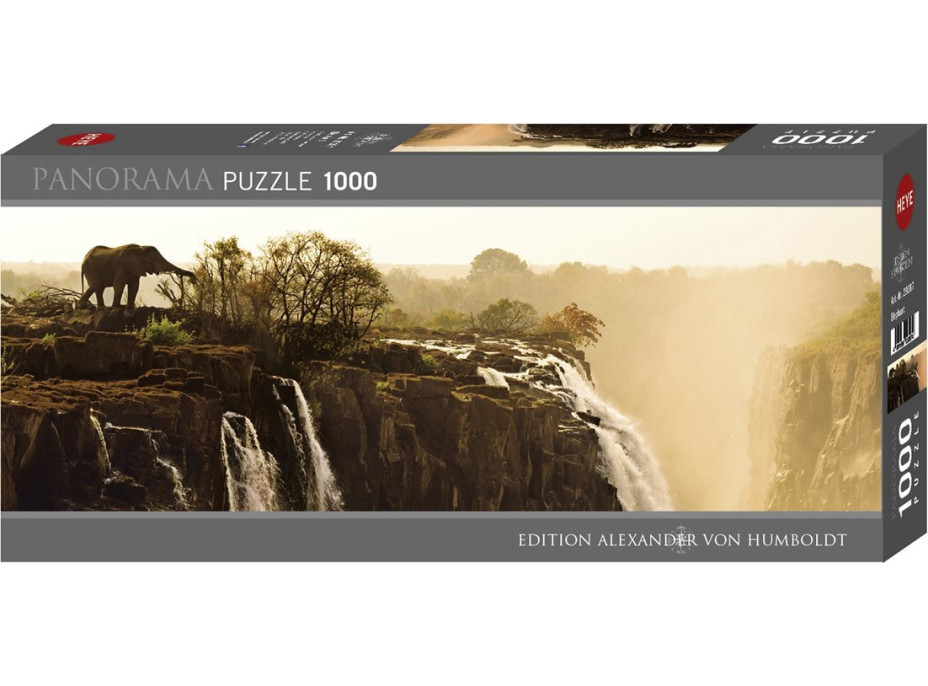 HEYE Panoramatické puzzle Slon (Viktoriiny vodopády, Zambie) 1000 dílků