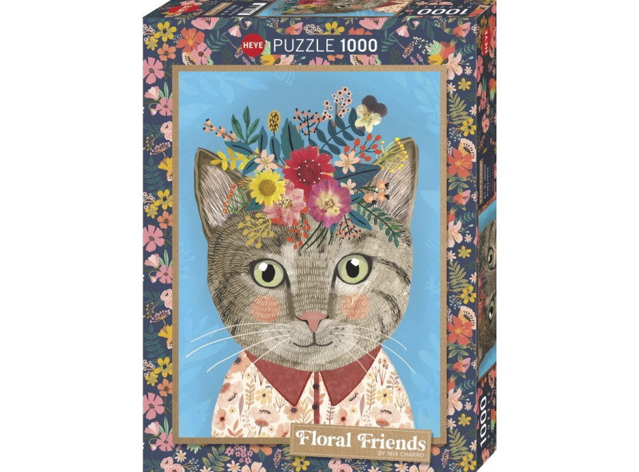 HEYE Puzzle Floral Friends: Krásná kočička 1000 dílků