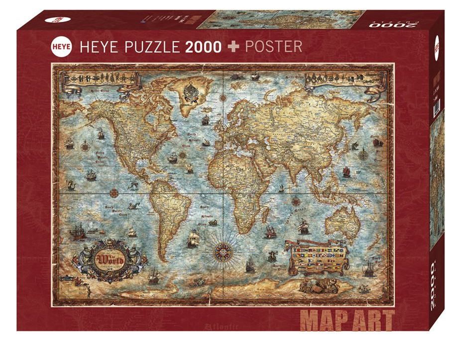 HEYE Puzzle Map Art: Svět 2000 dílků