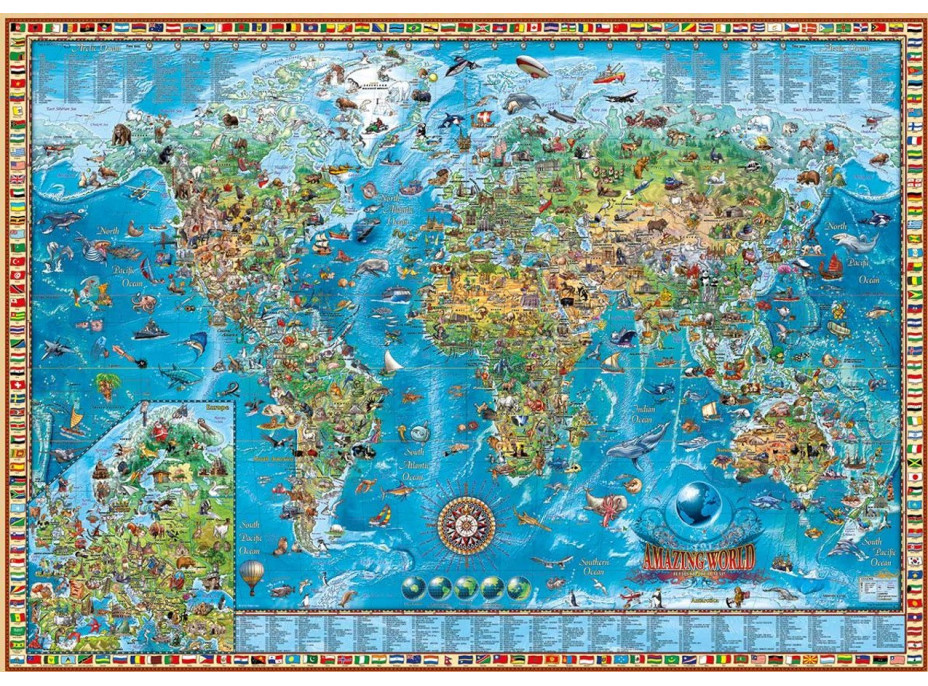 HEYE Puzzle Map Art: Úžasný svět 2000 dílků