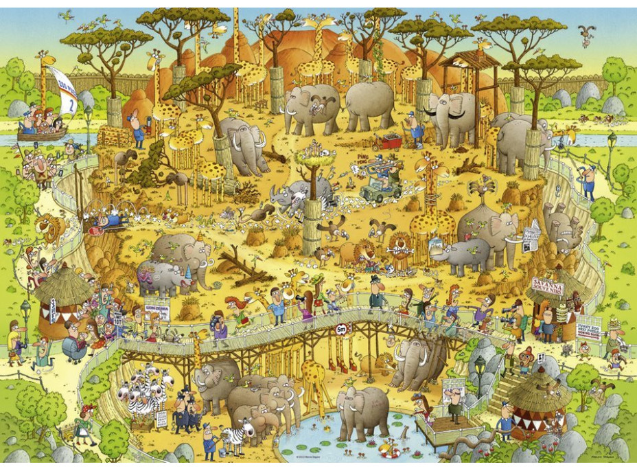 HEYE Puzzle Šílená ZOO: Africká expozice 1000 dílků