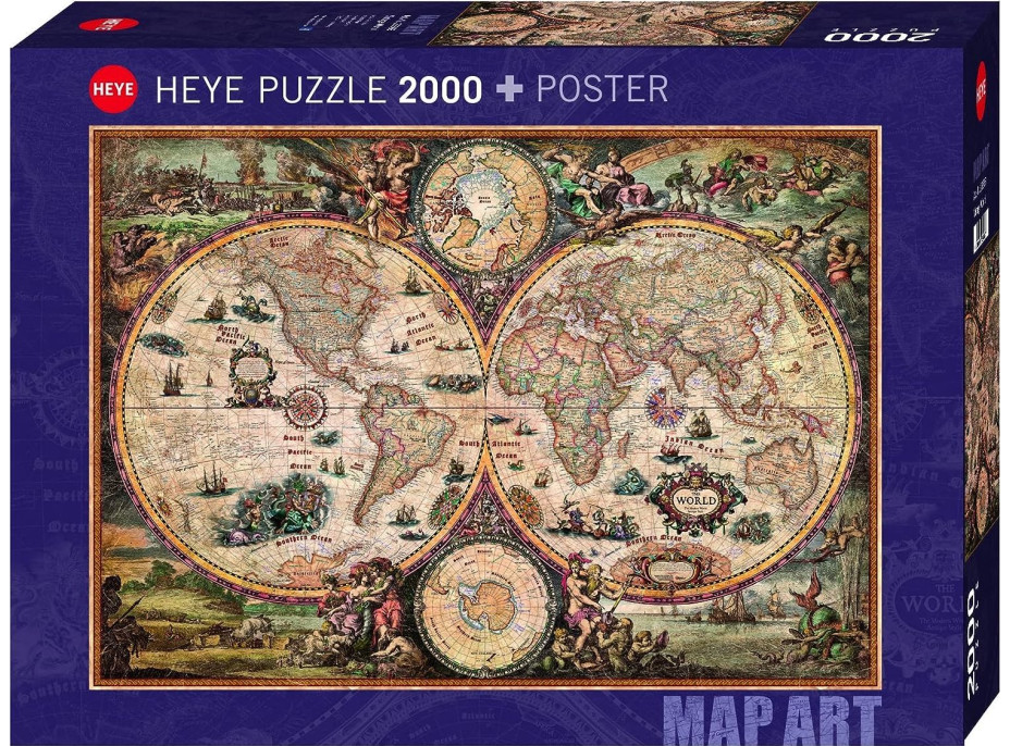 HEYE Puzzle Stará mapa světa 2000 dílků