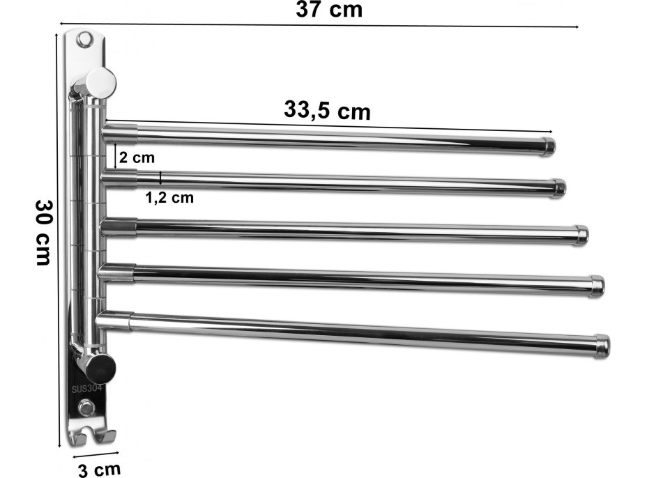 Chromovaný koupelnový věšák na ručníky