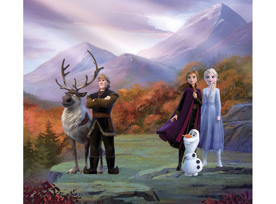 Dětský závěs DISNEY - FROZEN 2 - Elsa s přáteli v horách - 180x160 cm