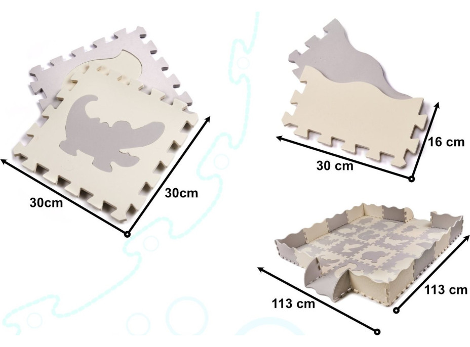 KIK Pěnové puzzle šedo-krémové Zvířátka