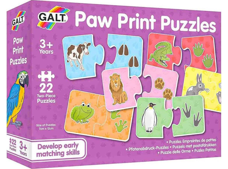 GALT Baby puzzle Zvířátka a jejich stopy 22x2 dílky