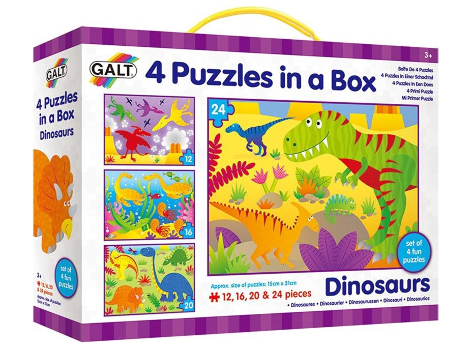 GALT Puzzle V zemi dinosaurů 4v1 (12,16,20,24 dílků)