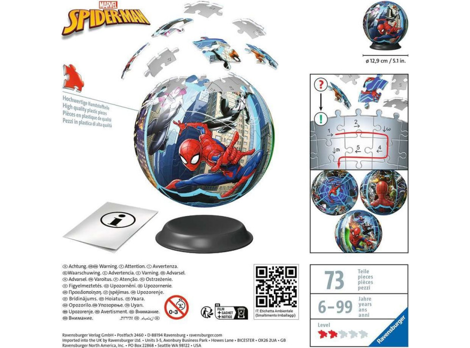 RAVENSBURGER Puzzleball Spiderman 73 dílků