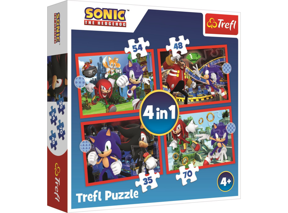 TREFL Puzzle Sonic: Dobrodružná jízda 4v1 (35,48,54,70 dílků)