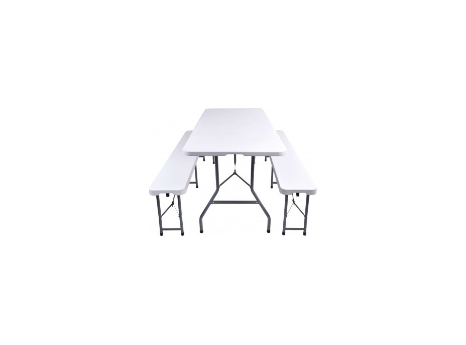 Cateringový set FETA WHITE - stůl 180 cm + 2 lavice