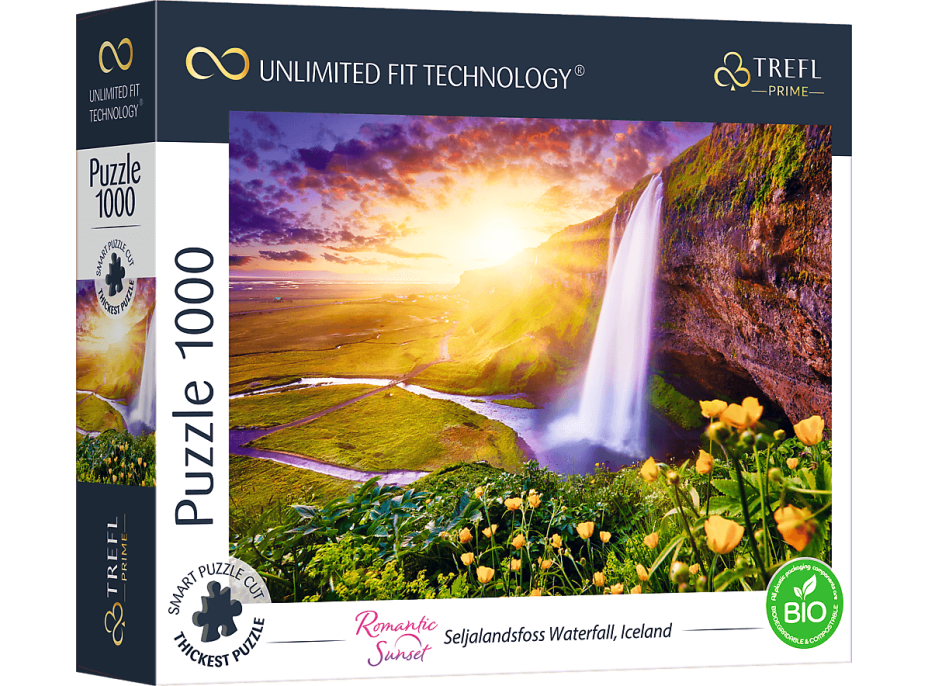 TREFL Puzzle UFT Romantic Sunset: Seljalandsfoss vodopády, Island 1000 dílků