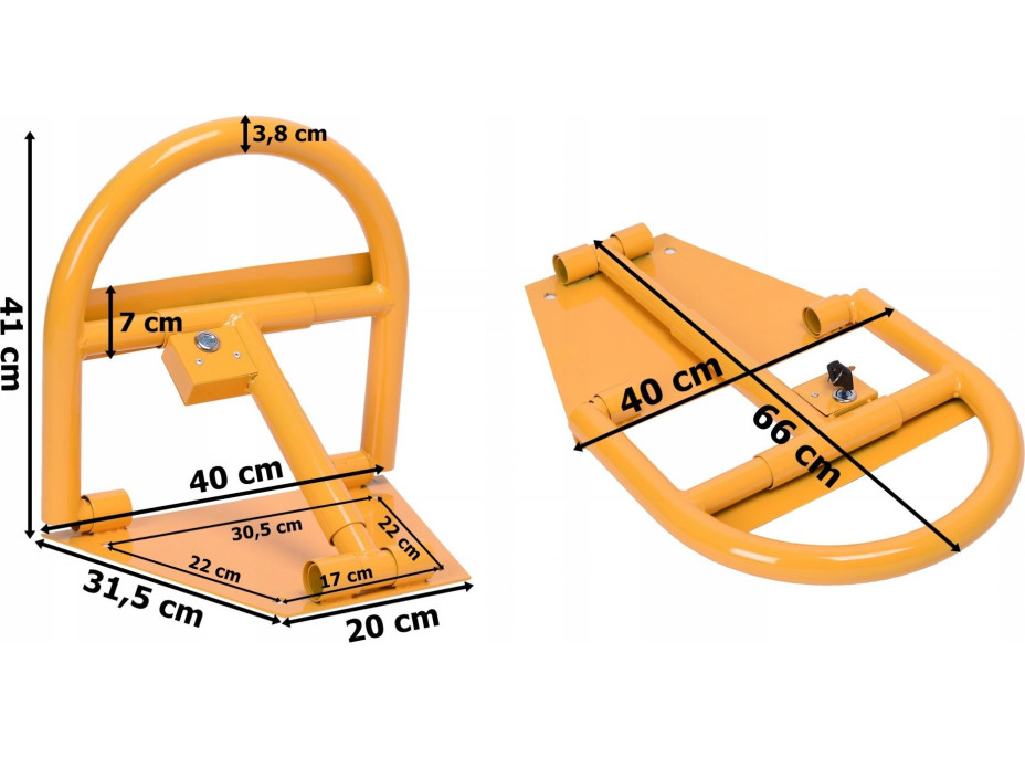 Skládací parkovací zábrana s klíčem 40 cm