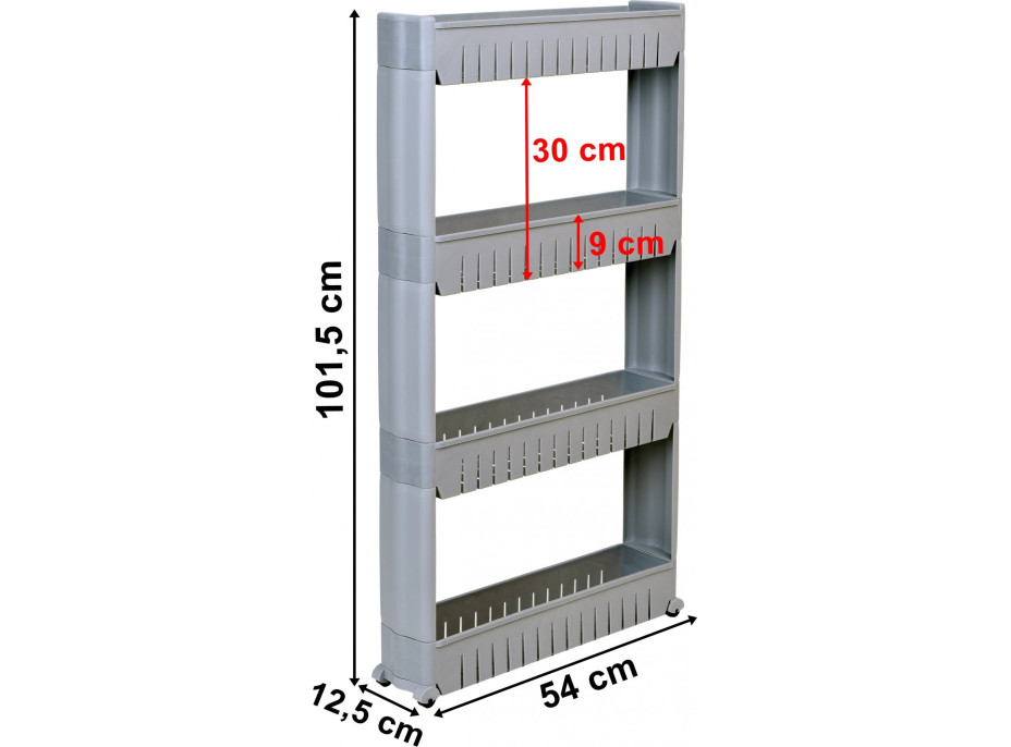 Šedý regál na kolečkách OSMERA