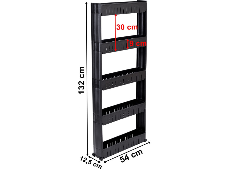 Černý regál na kolečkách UWINA