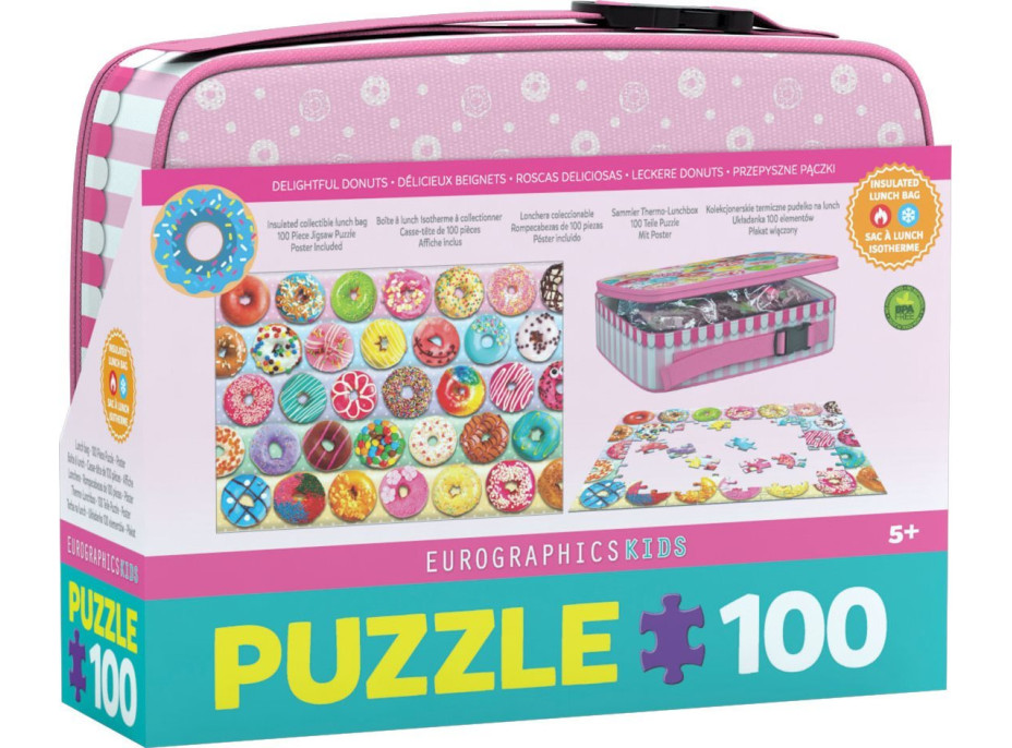 EUROGRAPHICS Puzzle ve svačinovém boxu Donuty 100 dílků