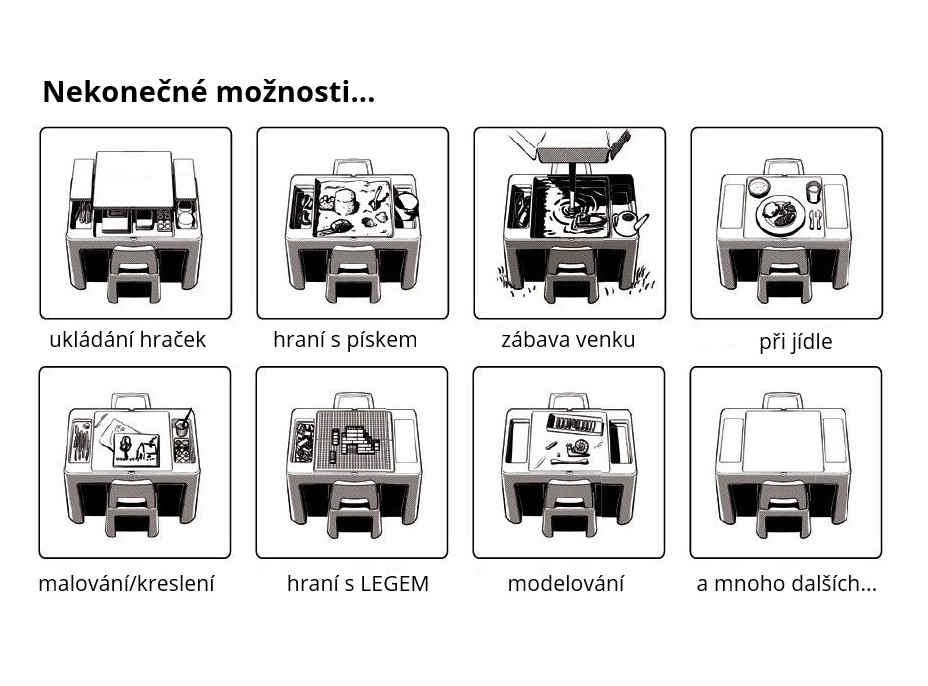 Dětský stoleček se dvěma židličkami TEGGI MULTIFUN - tyrkysový/tmavě modrý/šedý