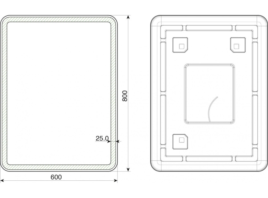 Zrcadlo 60x80 cm s LED osvětlením BORKEN BLACK