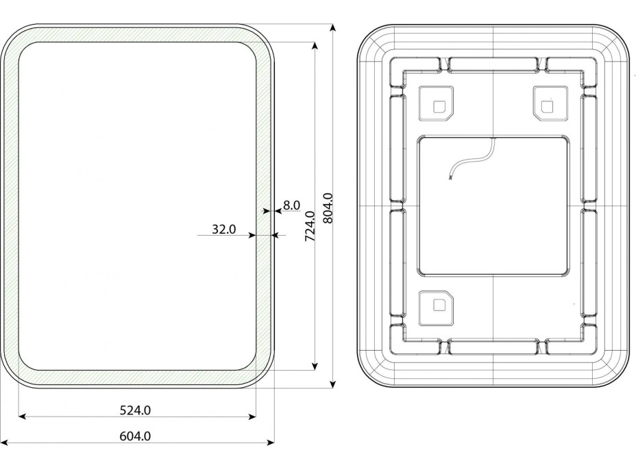 Zrcadlo 60x80 cm s LED osvětlením NAILA