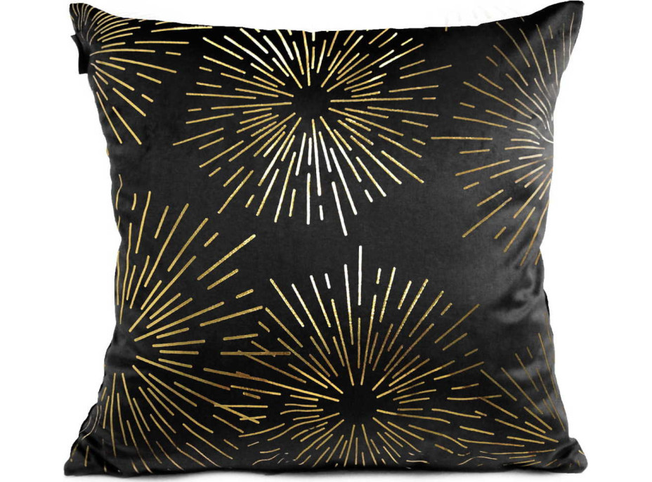 Povlak na polštář VELVET GOLDEN Fireworks 40x40 cm - černý/zlatý