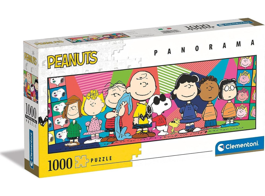 CLEMENTONI Panoramatické puzzle Peanuts 1000 dílků