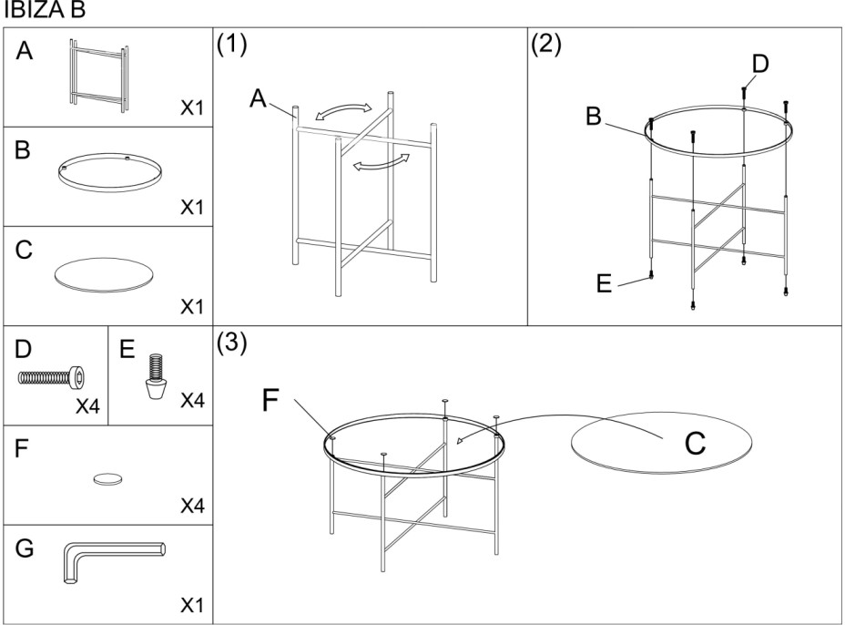 Konferenční stolek IBIZA B - efekt černého mramoru/chrom