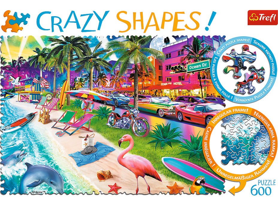 TREFL Crazy Shapes puzzle Pláž Miami 600 dílků