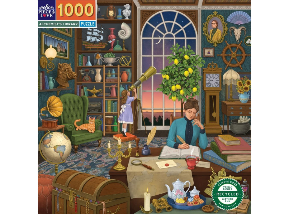 EEBOO Čtvercové puzzle Knihovna alchymisty 1000 dílků