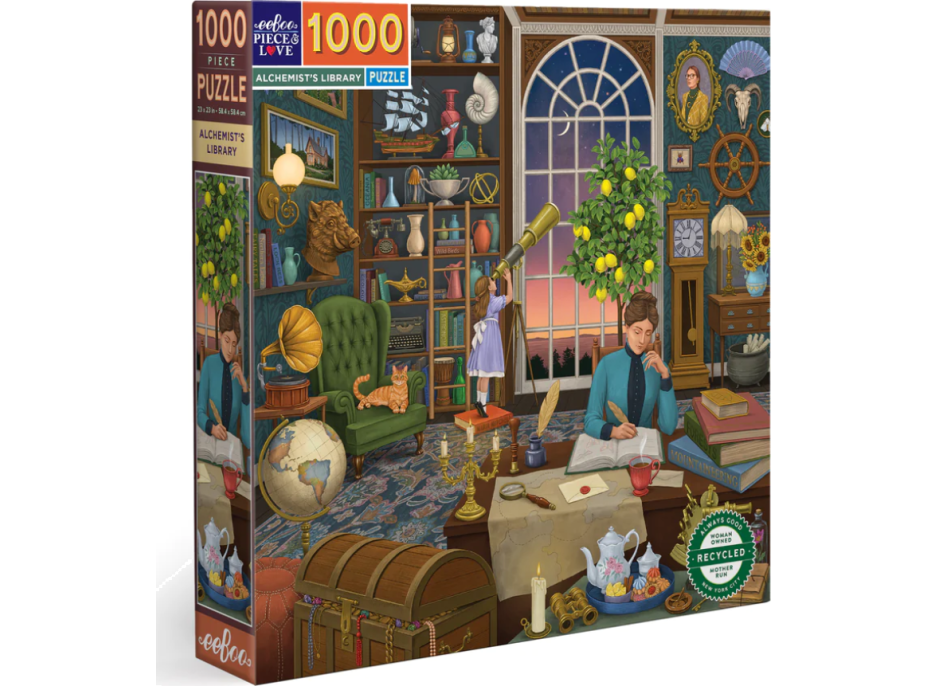 EEBOO Čtvercové puzzle Knihovna alchymisty 1000 dílků