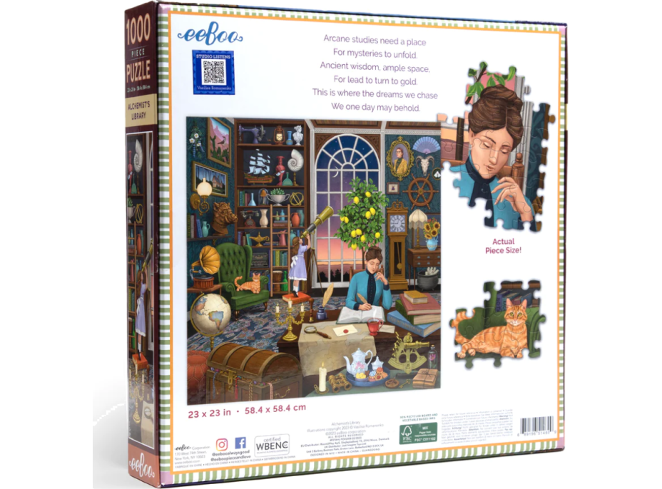 EEBOO Čtvercové puzzle Knihovna alchymisty 1000 dílků