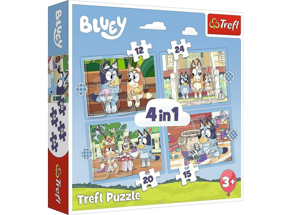 TREFL Puzzle Bluey a její svět 4v1 (12,15,20,24 dílků)