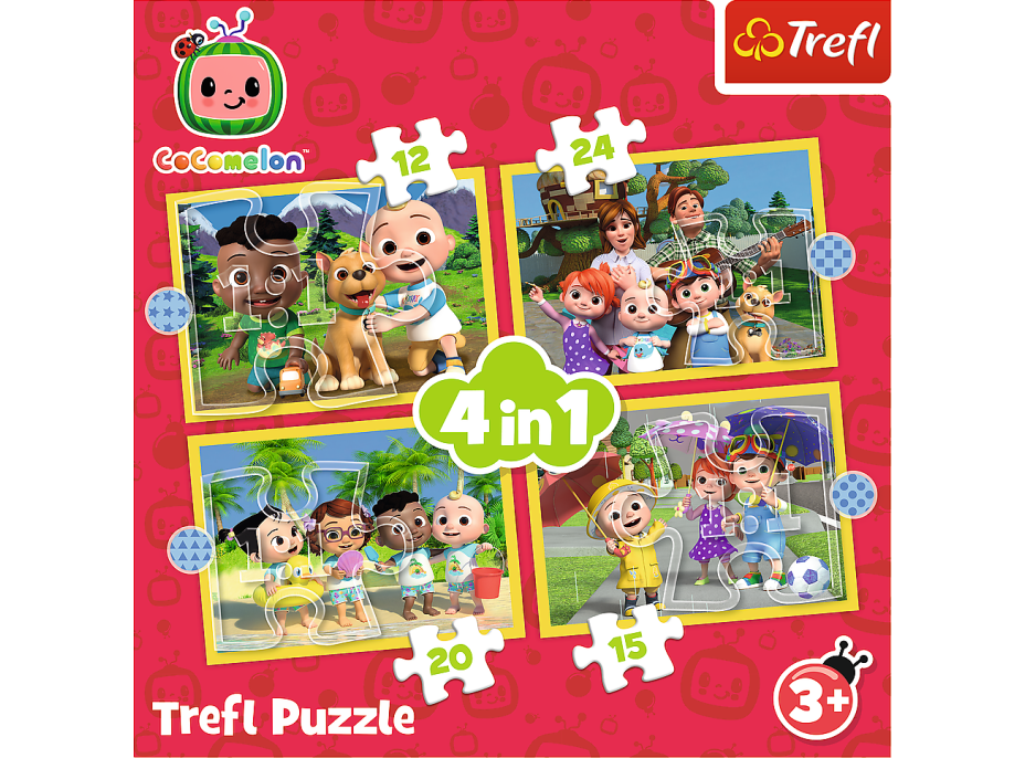 TREFL Puzzle Cocomelon: Seznamte se 4v1 (12, 15, 20, 24 dílků)